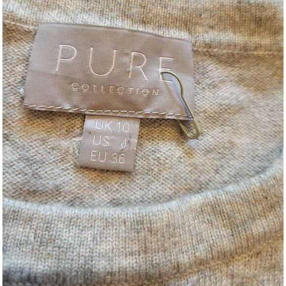 Pure Collection Sweater Women's 4 Grey Wool Cashmere Sparkle Snowflake Sequin - Picture 4 of 5